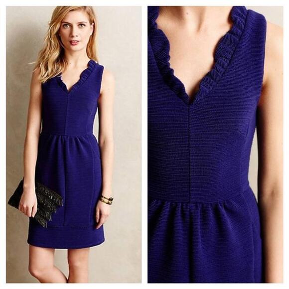 Anthropologie Dresses & Skirts - New Anthropologie MAEVE Ottoman Mini Dress $158 LARGE PETITE Blue